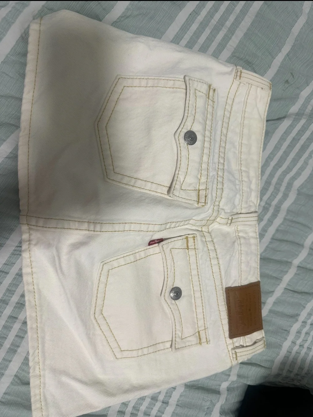 NWT Levi’s Premium XS Micro Mini Skirt White Cream Y2K Utility Contrast Stitch